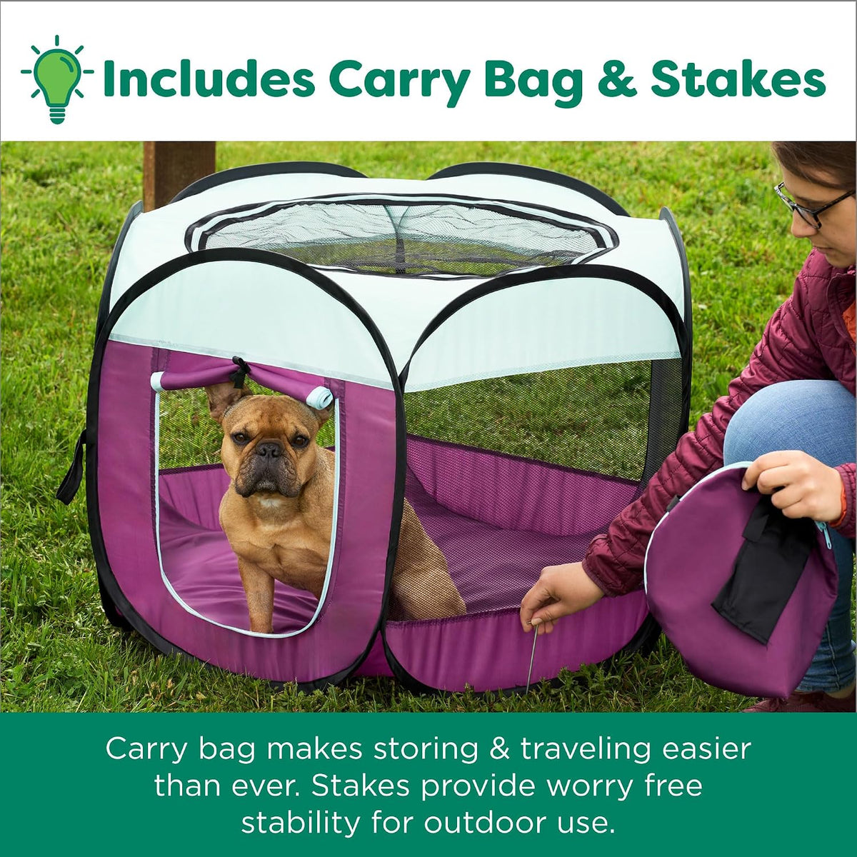 furhaven portable dog playpen cat tent, pet playground,kennel showing dimensions