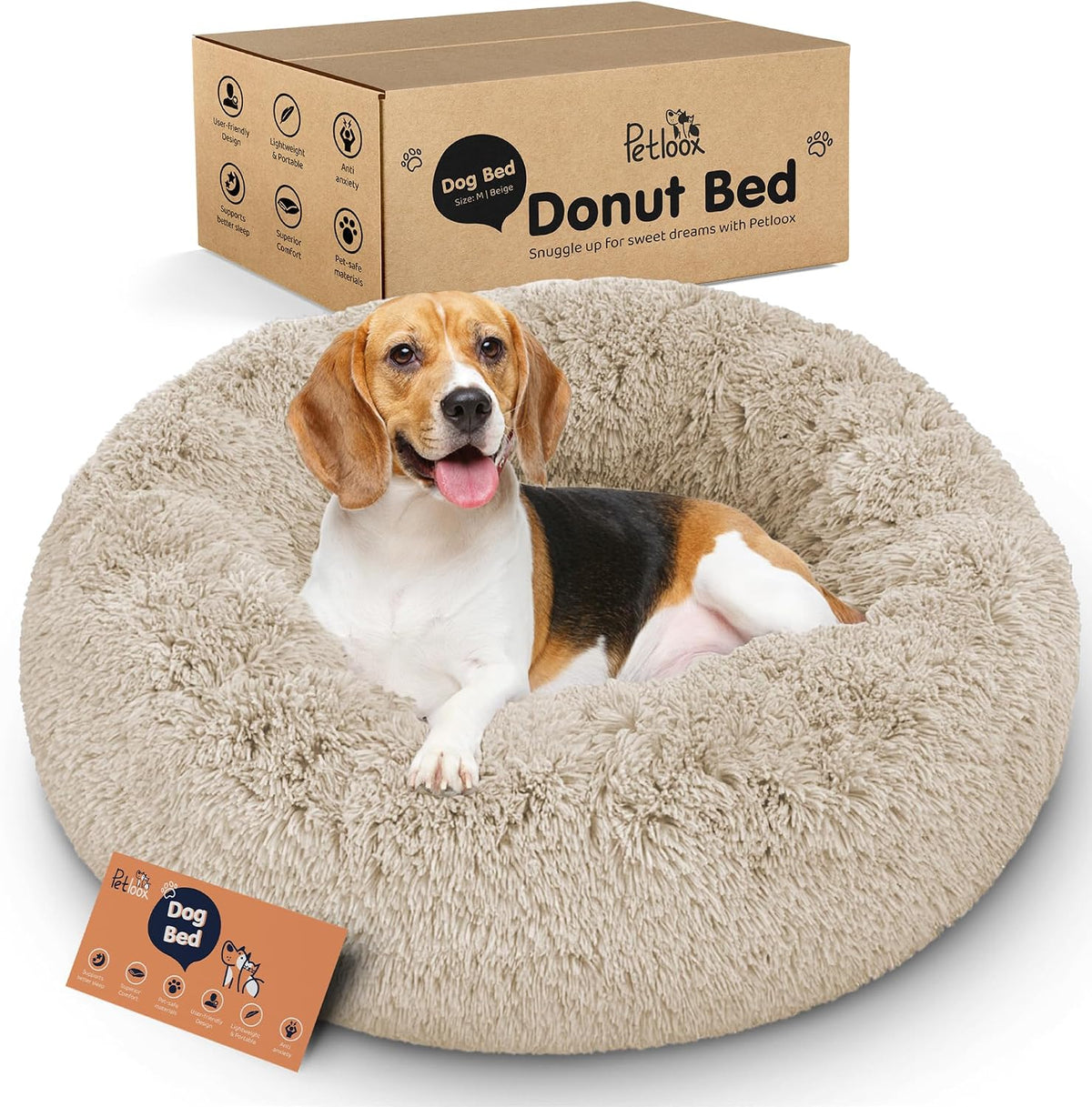 calming donut dog bed for small dogs, round, main product view