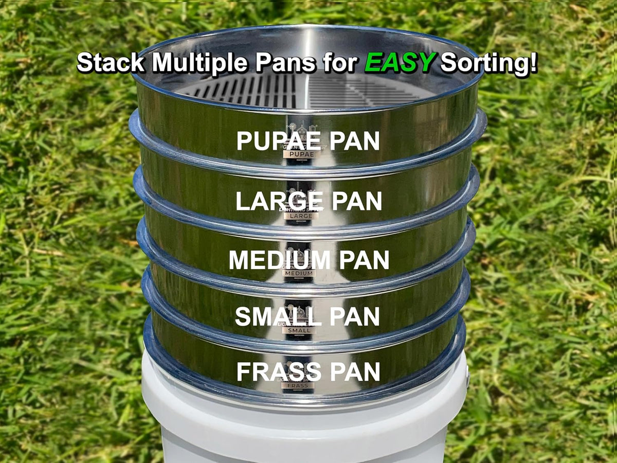 mfs' d-11 lightning sifter medium mealworm sifting pan showing dimensions