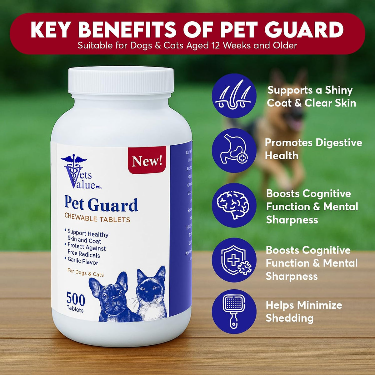 all-natural flea & tick support for dogs and shown in use