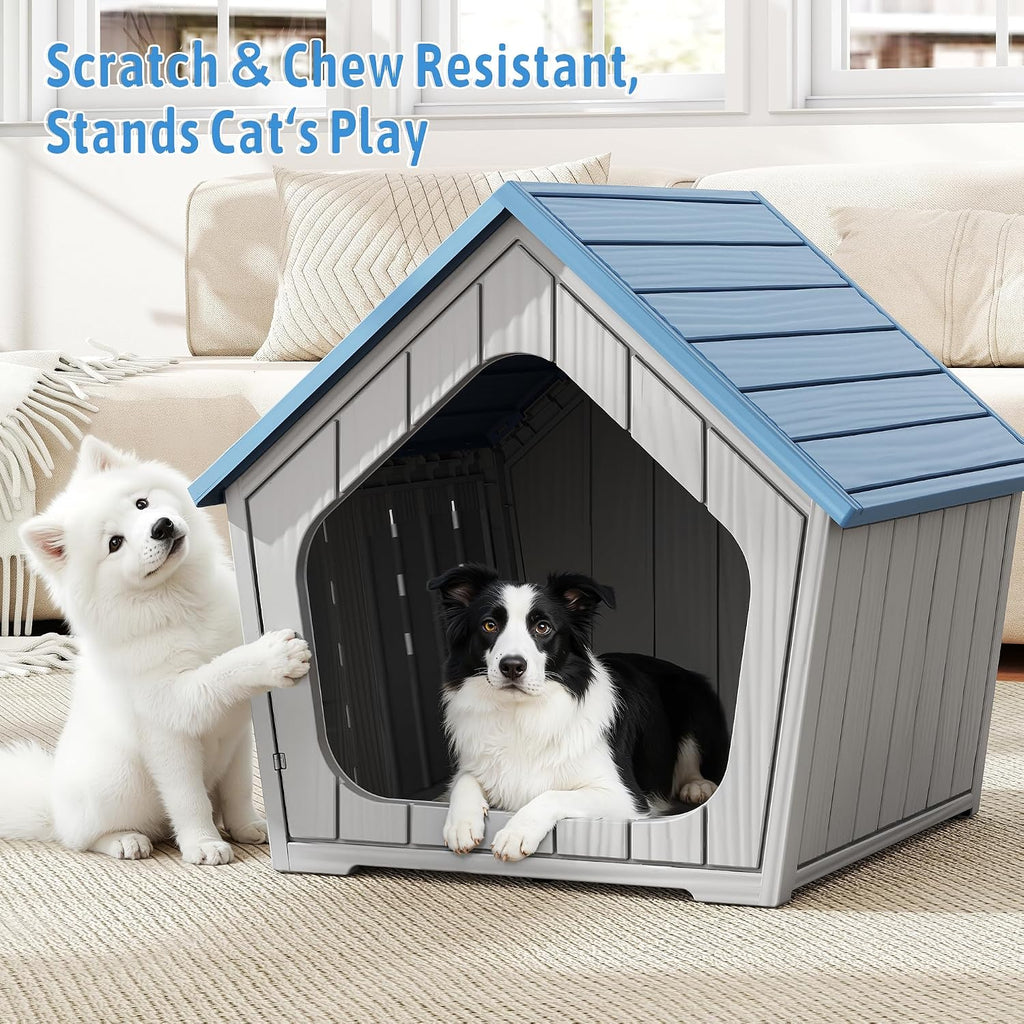 fancyango small dog house outdoor indoor, durable plastic on a desk or shelf