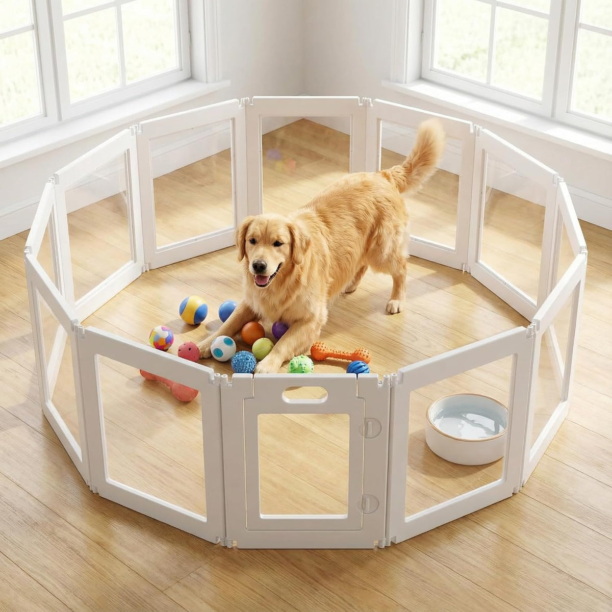 free angle plastic dog playpen, all-in-one assemble playpen, package contents