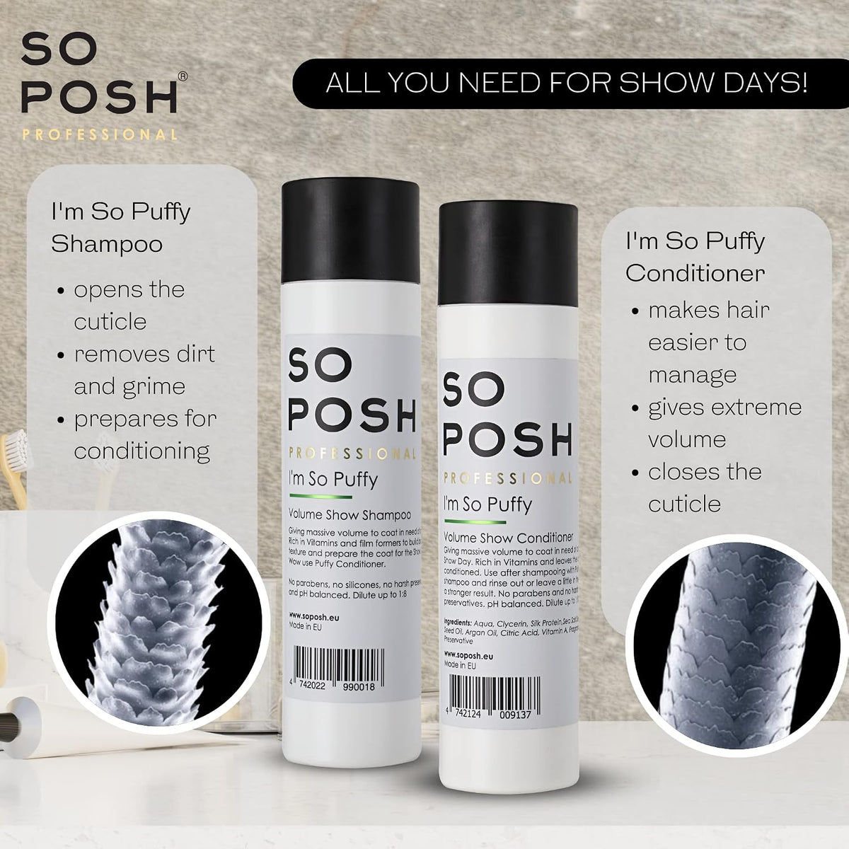so posh i’m so puffy dog shampoo, close-up detail