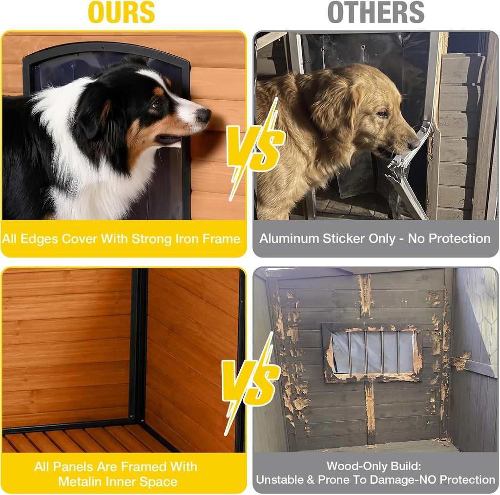 aivituvin dog house outdoor heated dog kennel with, front angle view