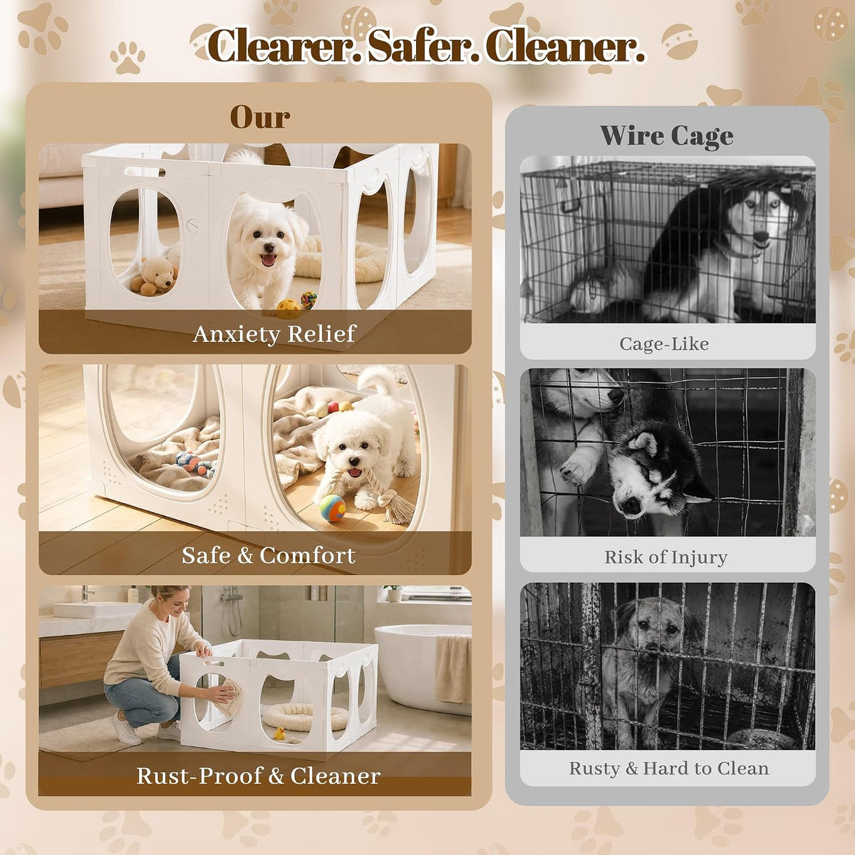 clear acrylic dog playpen indoor with toy &, package contents