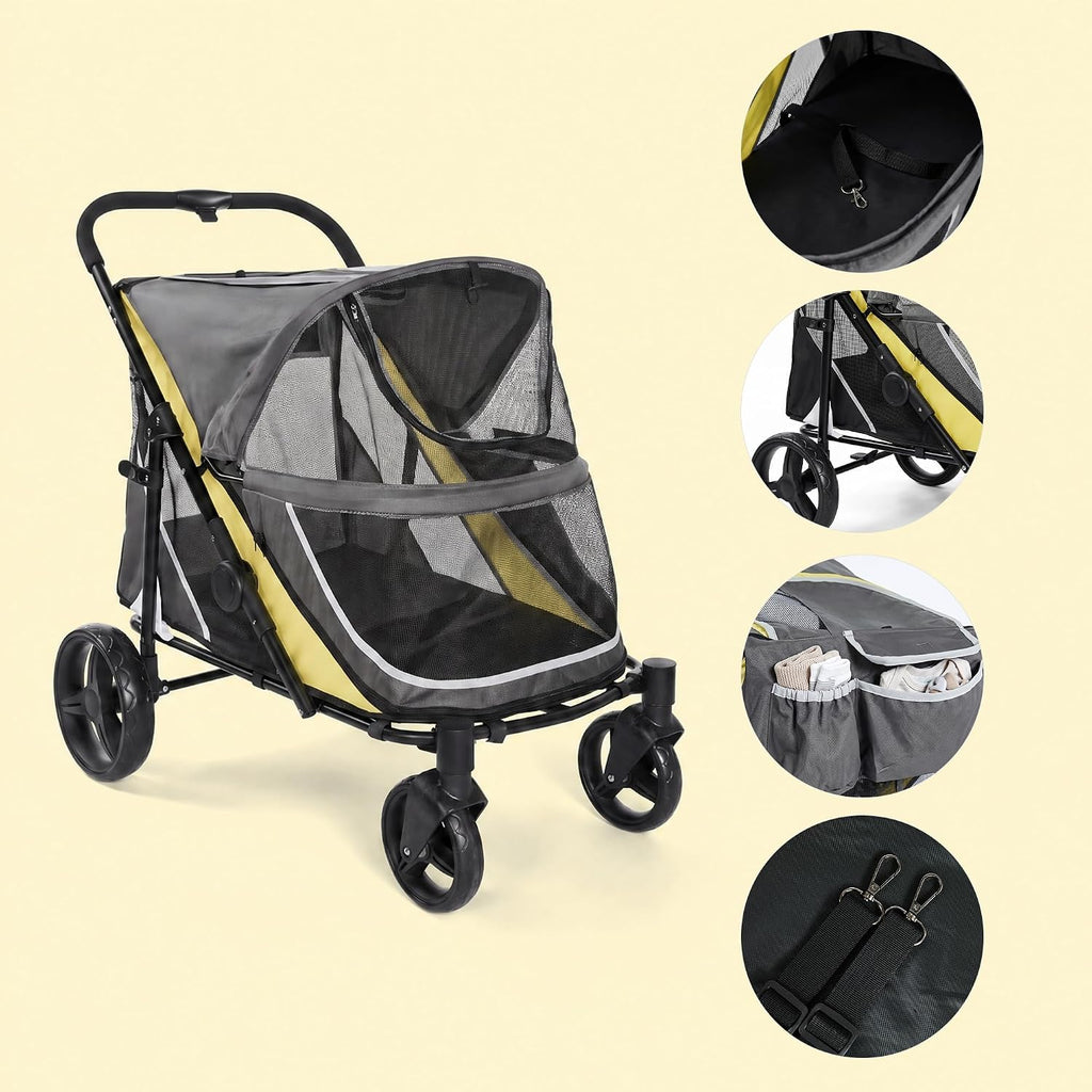 idealhouse dog stroller for large & medium dogs shown in use