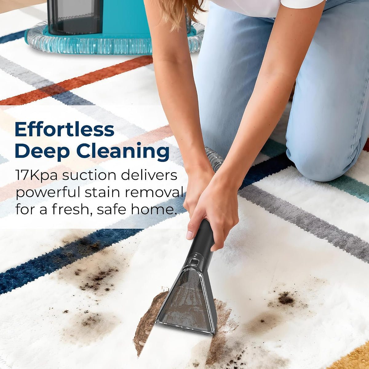 rosewill multi-purpose portable carpet and upholstery cleaner, powerful, close-up detail