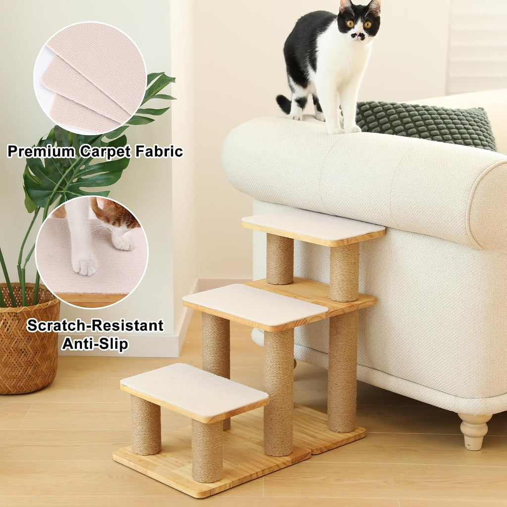 fukumaru dog stairs, solid wood pet stairs with showing dimensions
