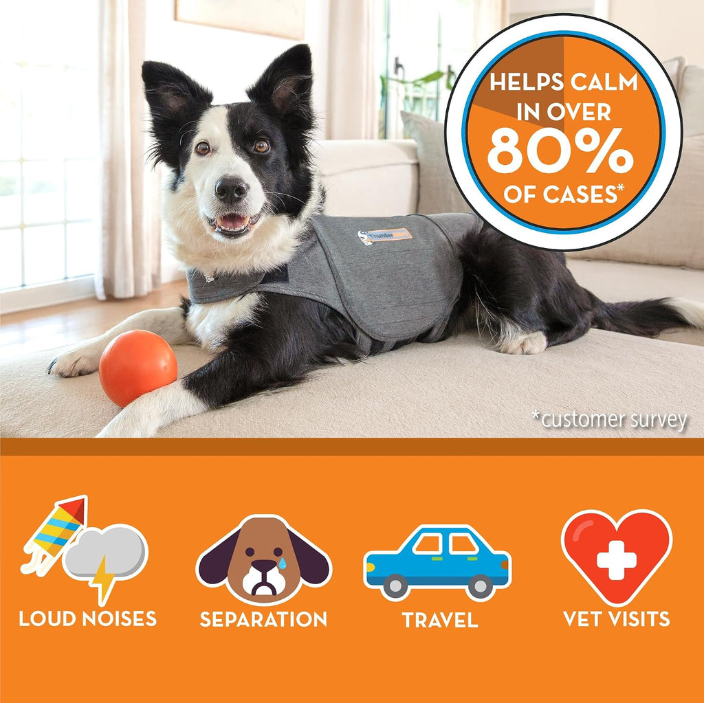 thundershirt for dogs calming anxiety vest, medium, heather, side view