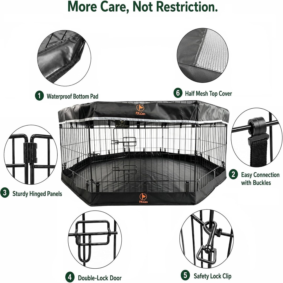 pjyucien puppy playpen with top cover & bottom shown in use