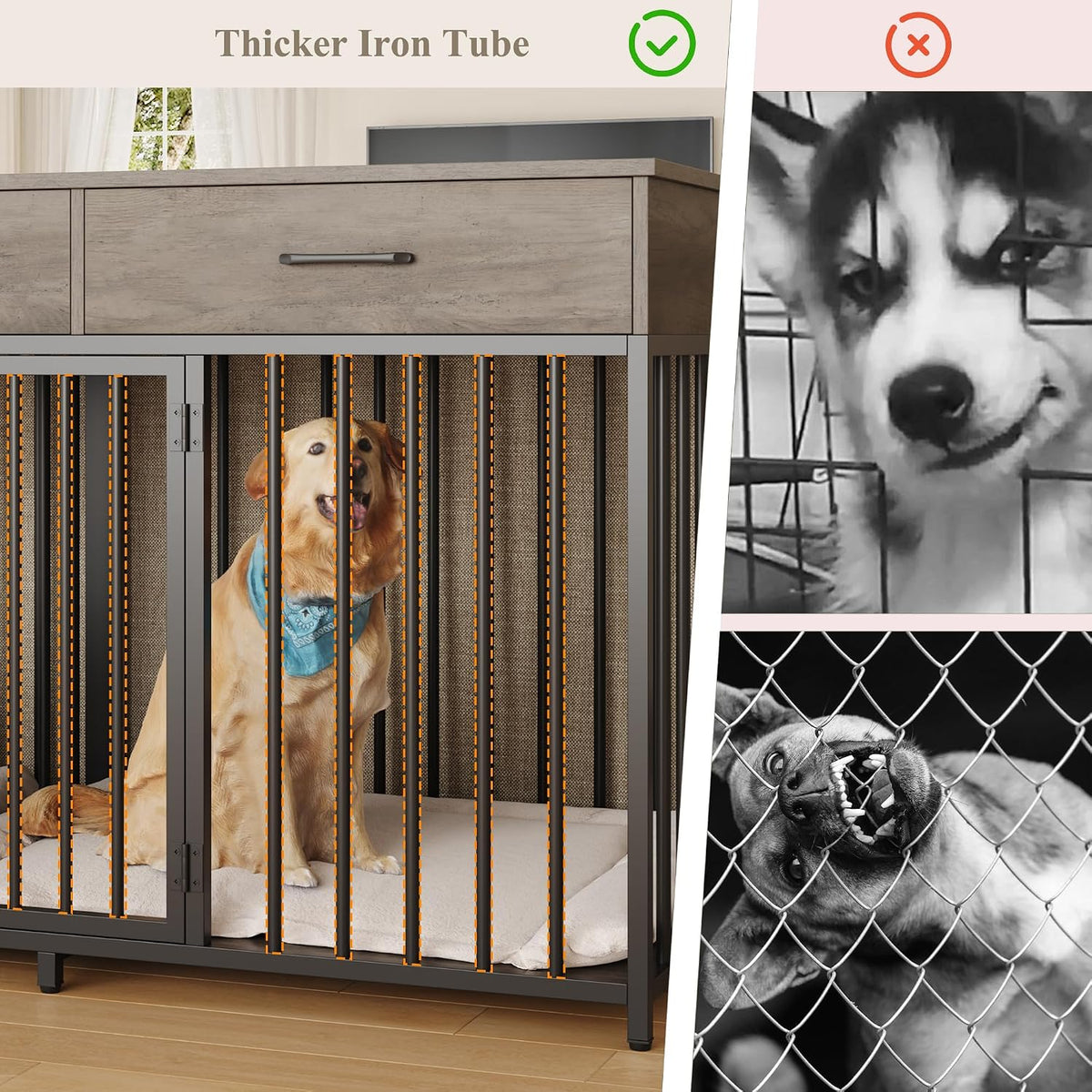 hostack double dog crate, 71" w indoor dog on a desk or shelf