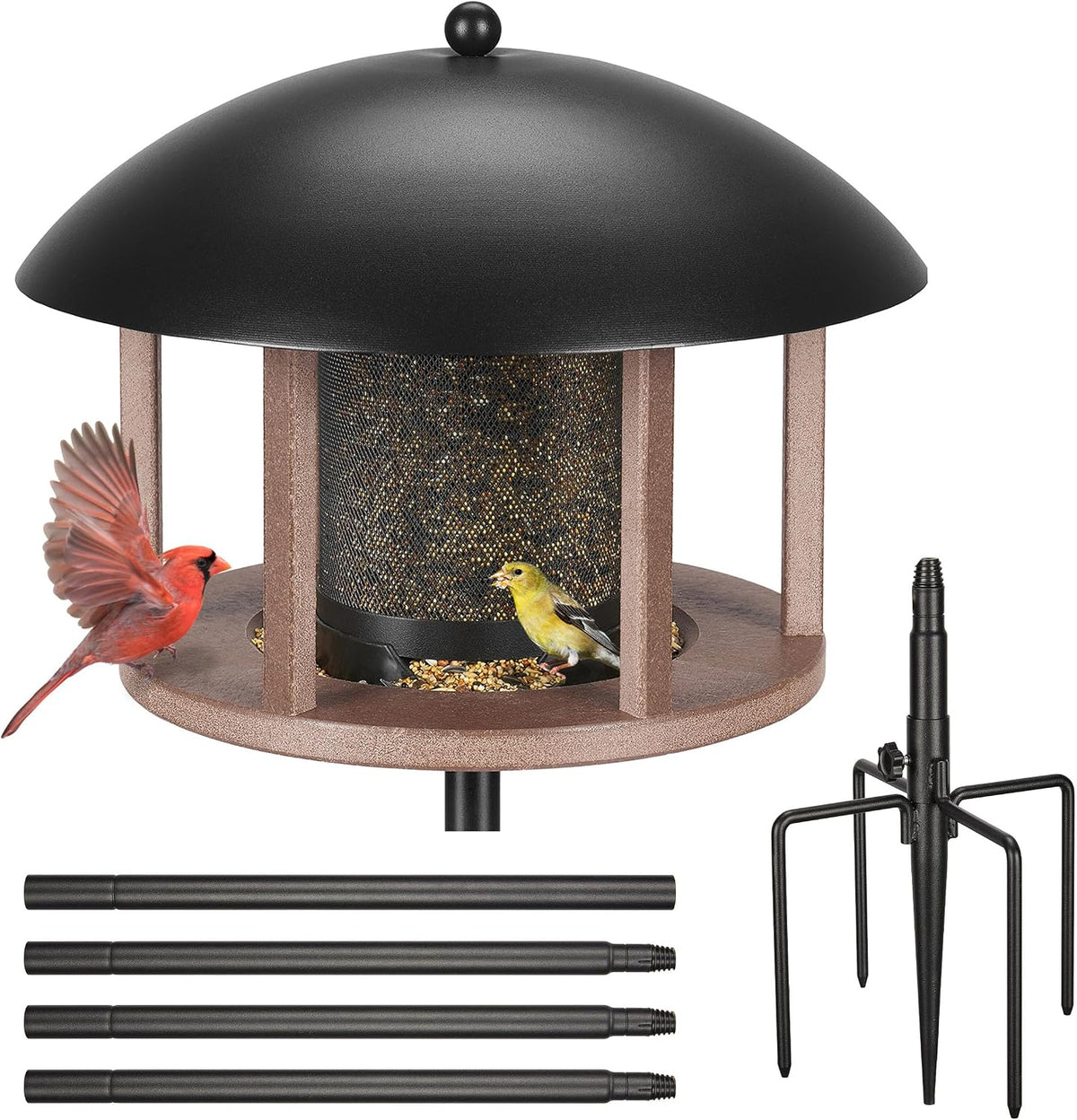 kingsyard large platform bird feeder for outside, pole, main product view