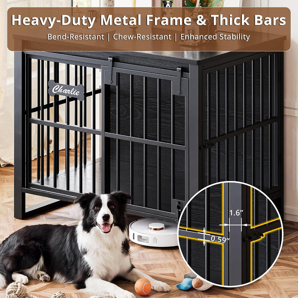 ironck 39.4" l dog crate furniture with sliding, package contents