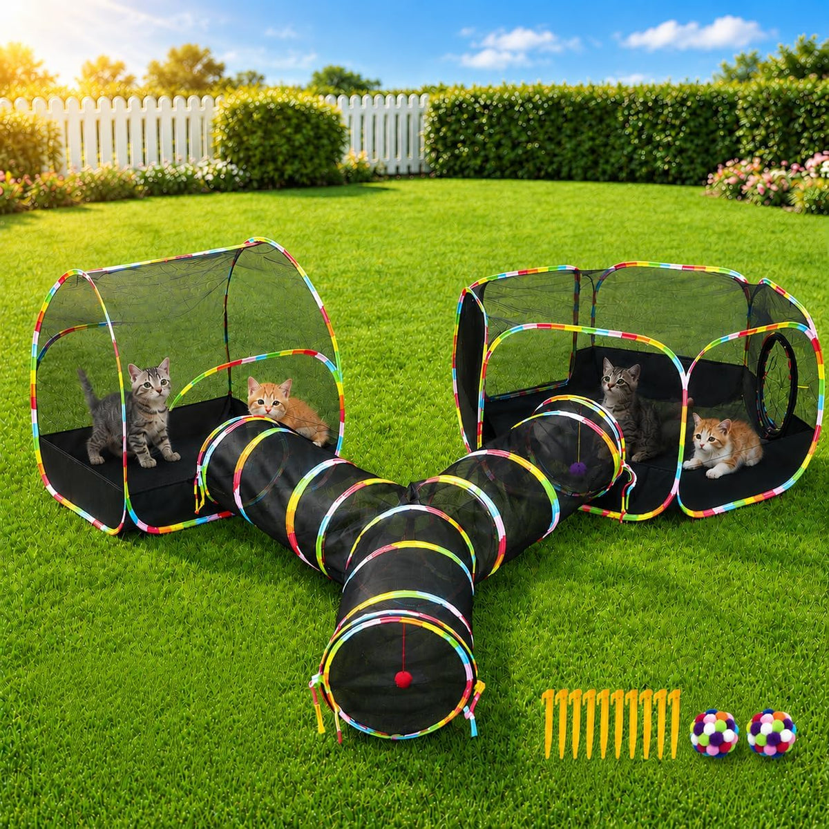 3-in-1 outdoor cat enclosure, catio with tent and, main product view