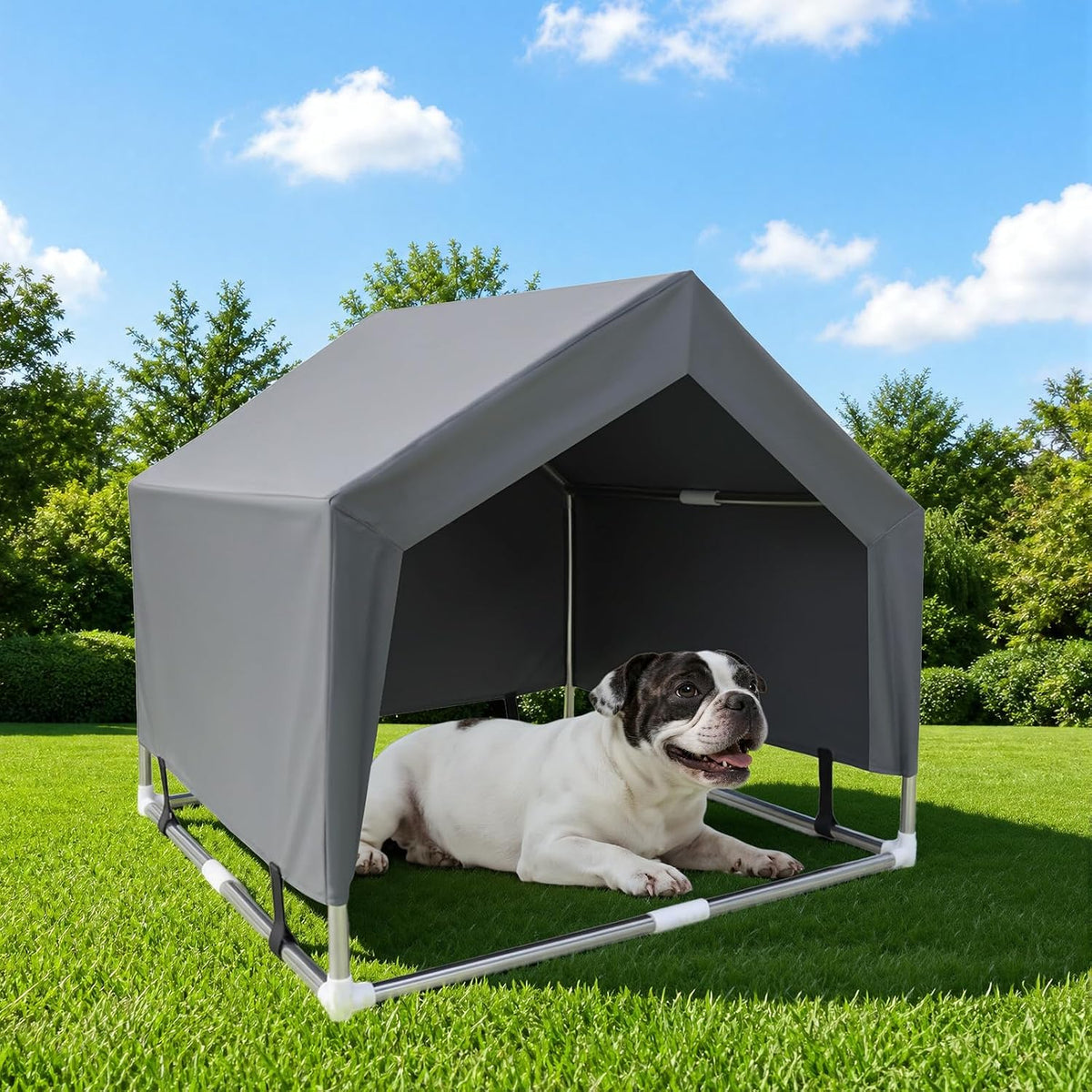 outdoor dog house tent, stainless steel frame dog on a desk or shelf