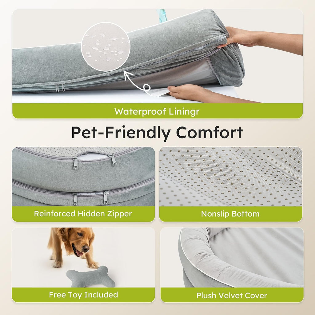 cwawz xxl orthopedic dog bed, 53 in. dog showing dimensions
