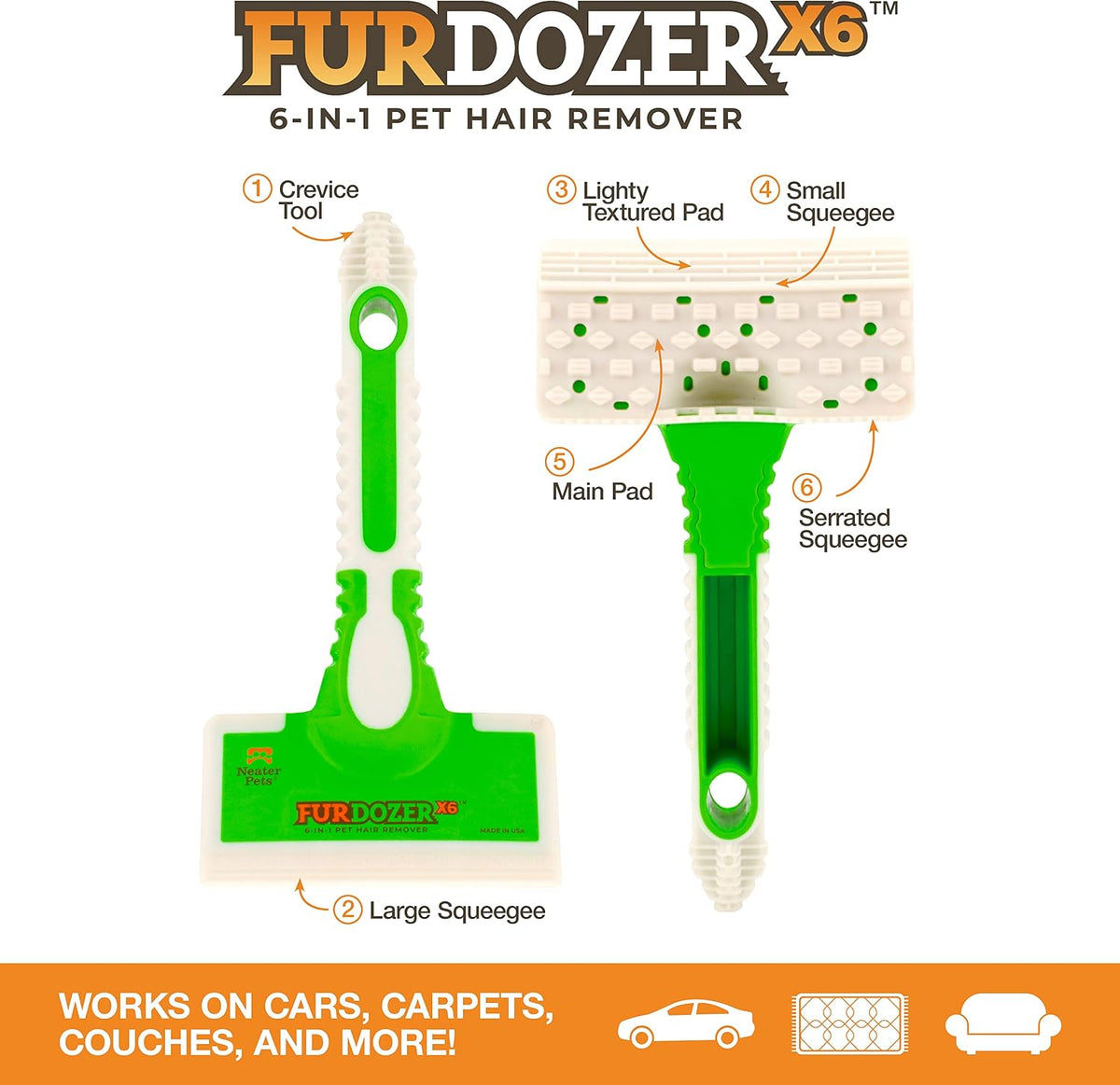 furdozer pet hair remover & auto detailing tools shown in use