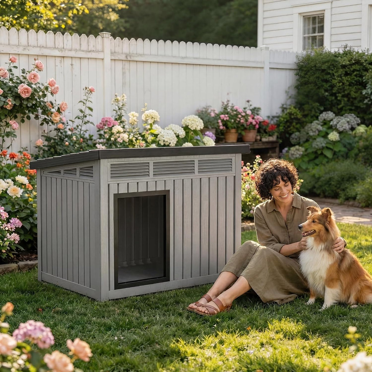 drato large dog house, weatherproof resin large dog on a desk or shelf