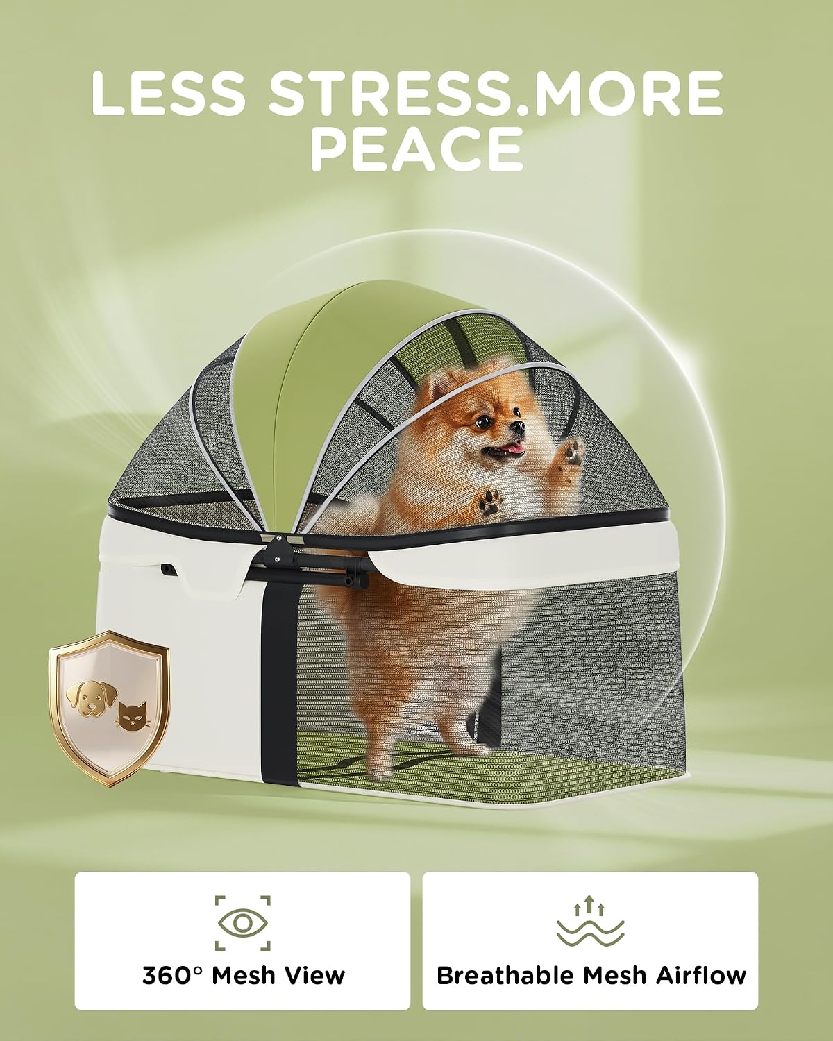 gtplayer foldable pet stroller for small dogs and, front angle view