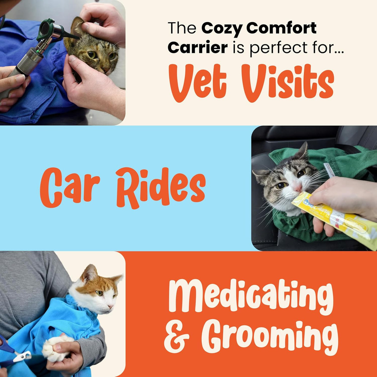 cat-in-the-bag cozy comfort carrier - large lavender pet, close-up detail