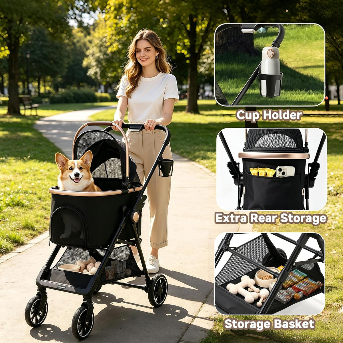 3-in-1 foldable pet stroller for small dogs &, package contents