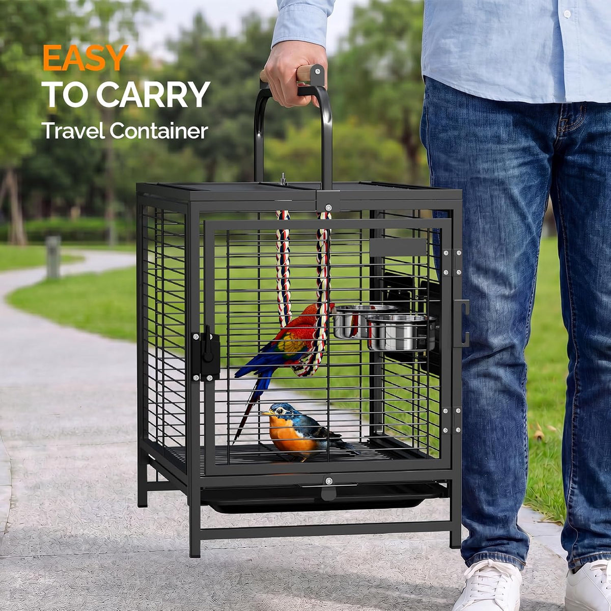 vingli small bird cage, 19 inch travel carrier shown in use