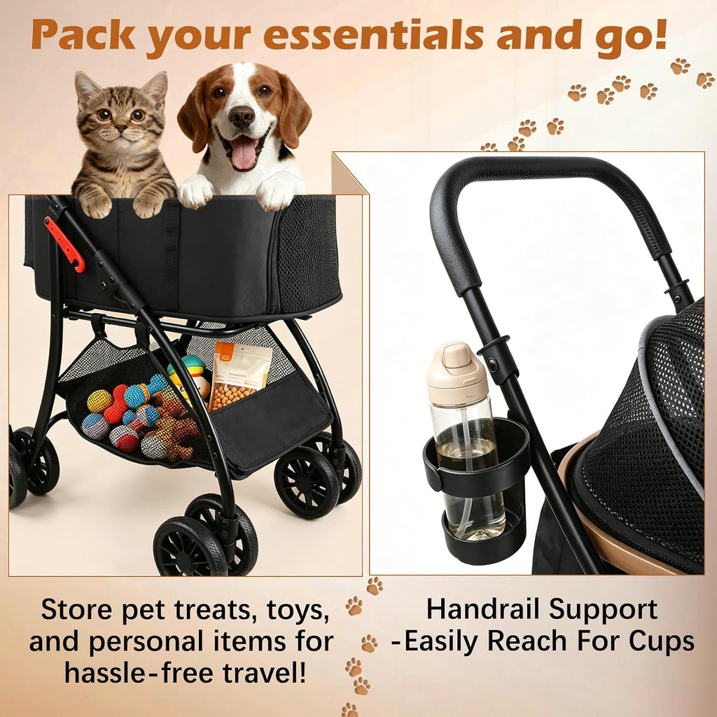pet stroller for small dogs cats showing dimensions