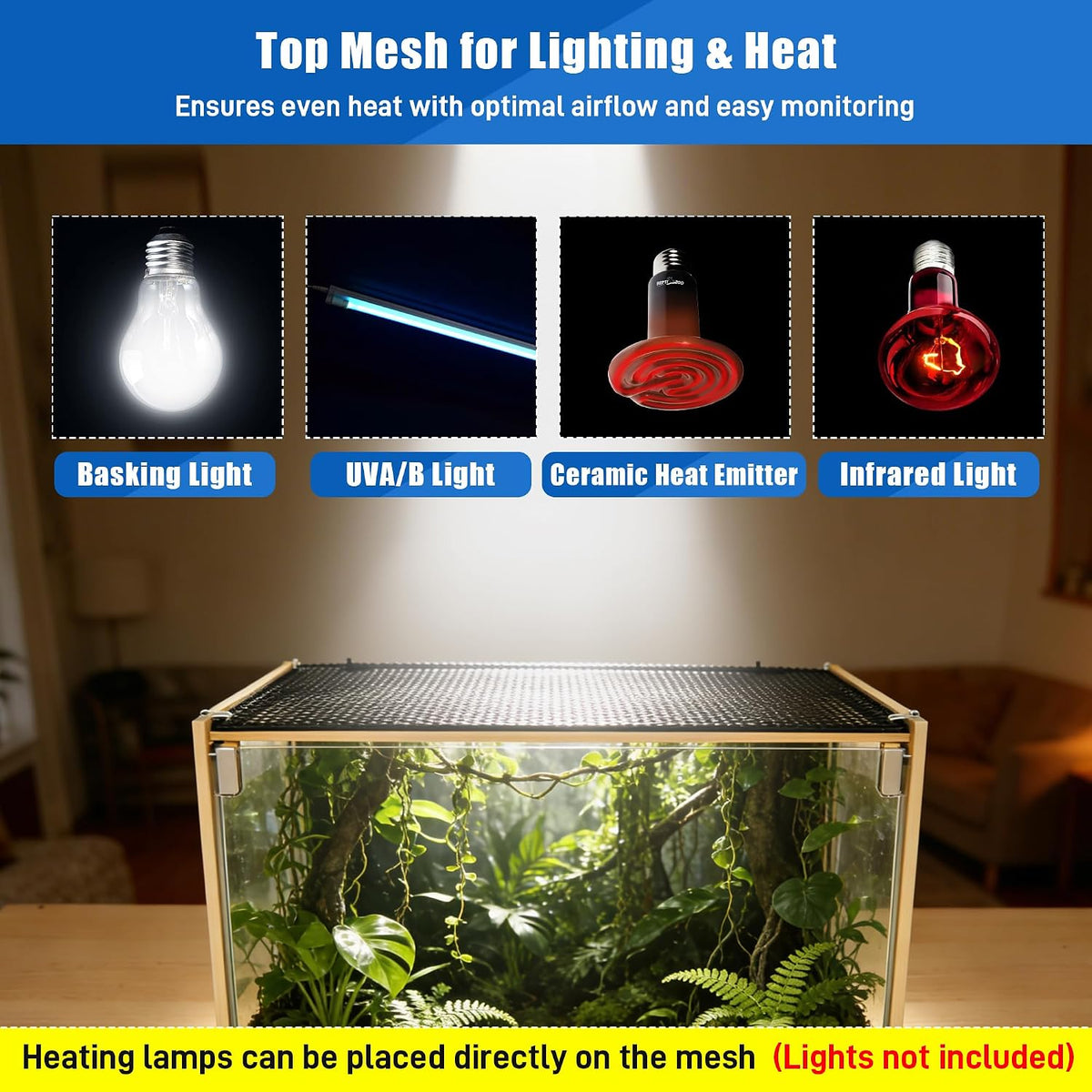 reptile terrarium enclosure 30gallon bearded dragon tank, 24*16*16inch, close-up detail
