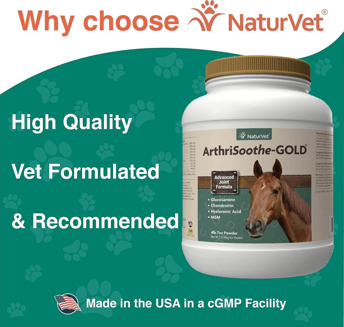 naturvet arthrisoothe gold advanced joint horse supplement powder showing dimensions