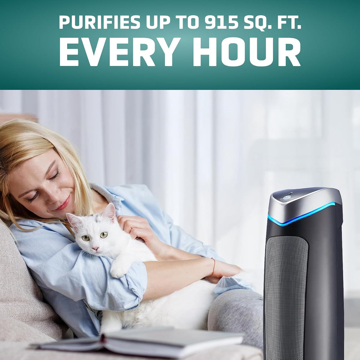 germguardian 5-in-1 hepa air purifier for home, large shown in use