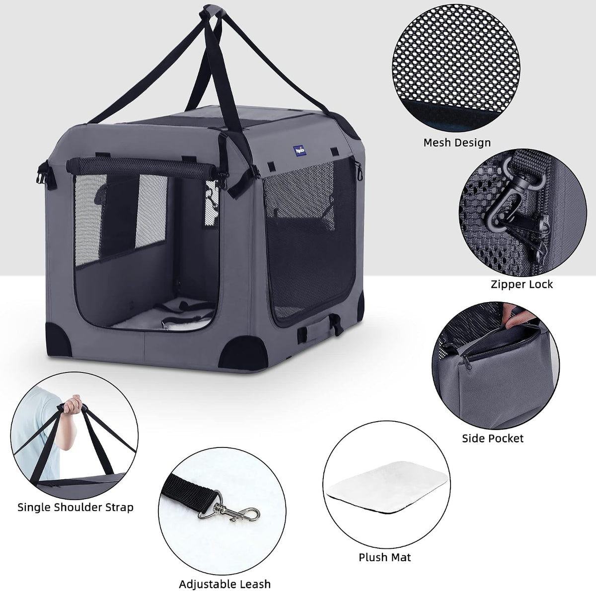 petprsco collapsible dog crate, 40 inch portable dog, close-up detail
