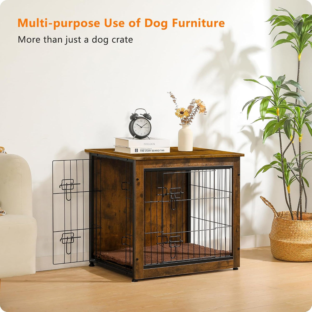 dwanton 27" dog crate furniture, dog kennel indoor, view 9