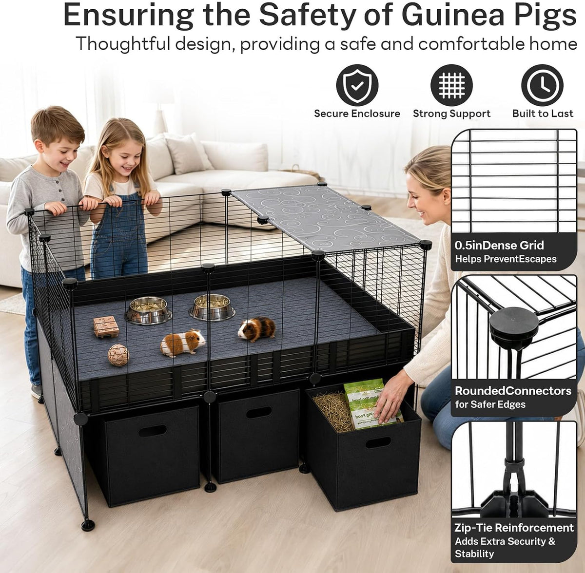 guinea pig cage - c&c small animal playpen showing dimensions