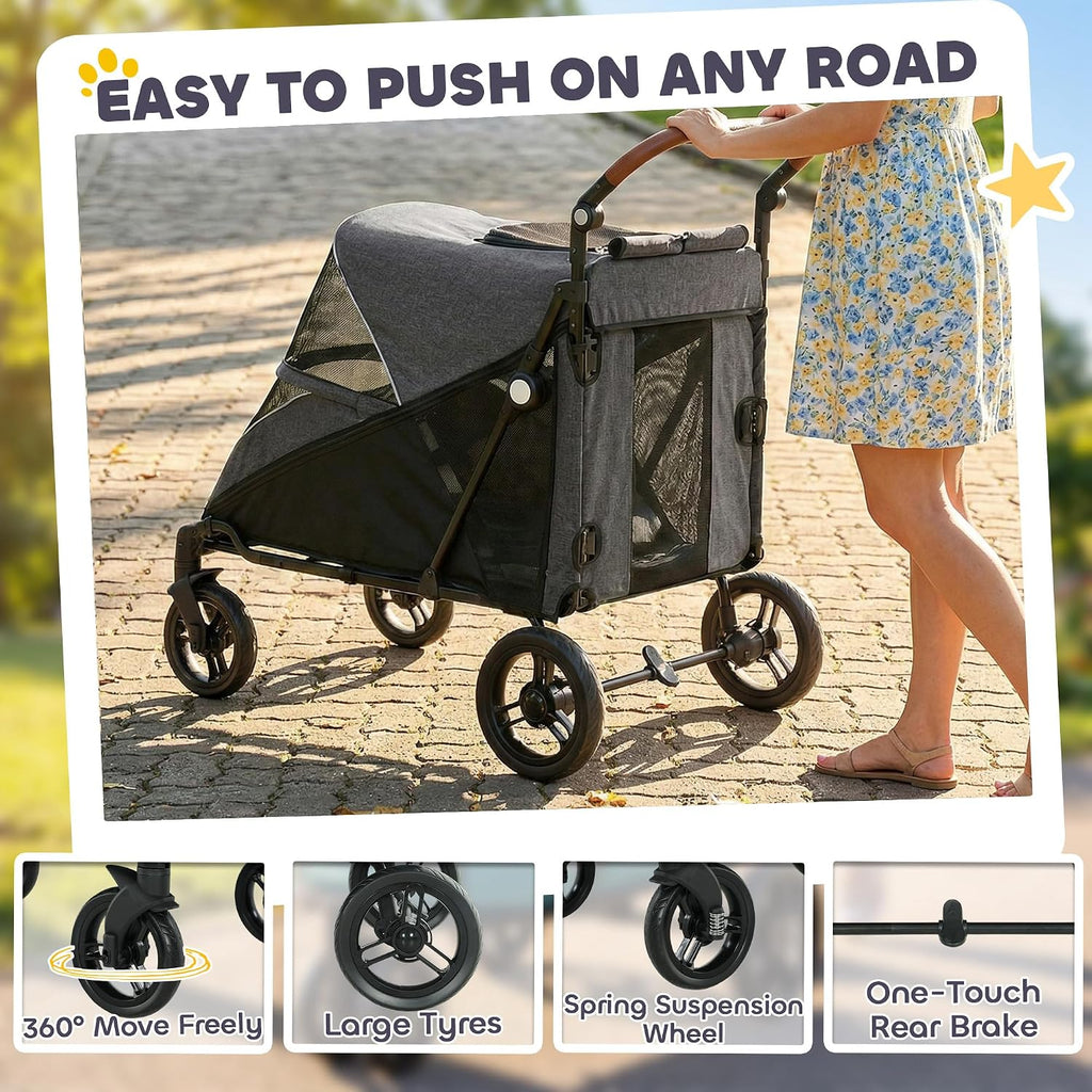 pawhut dog stroller for large dogs one-click folding, package contents