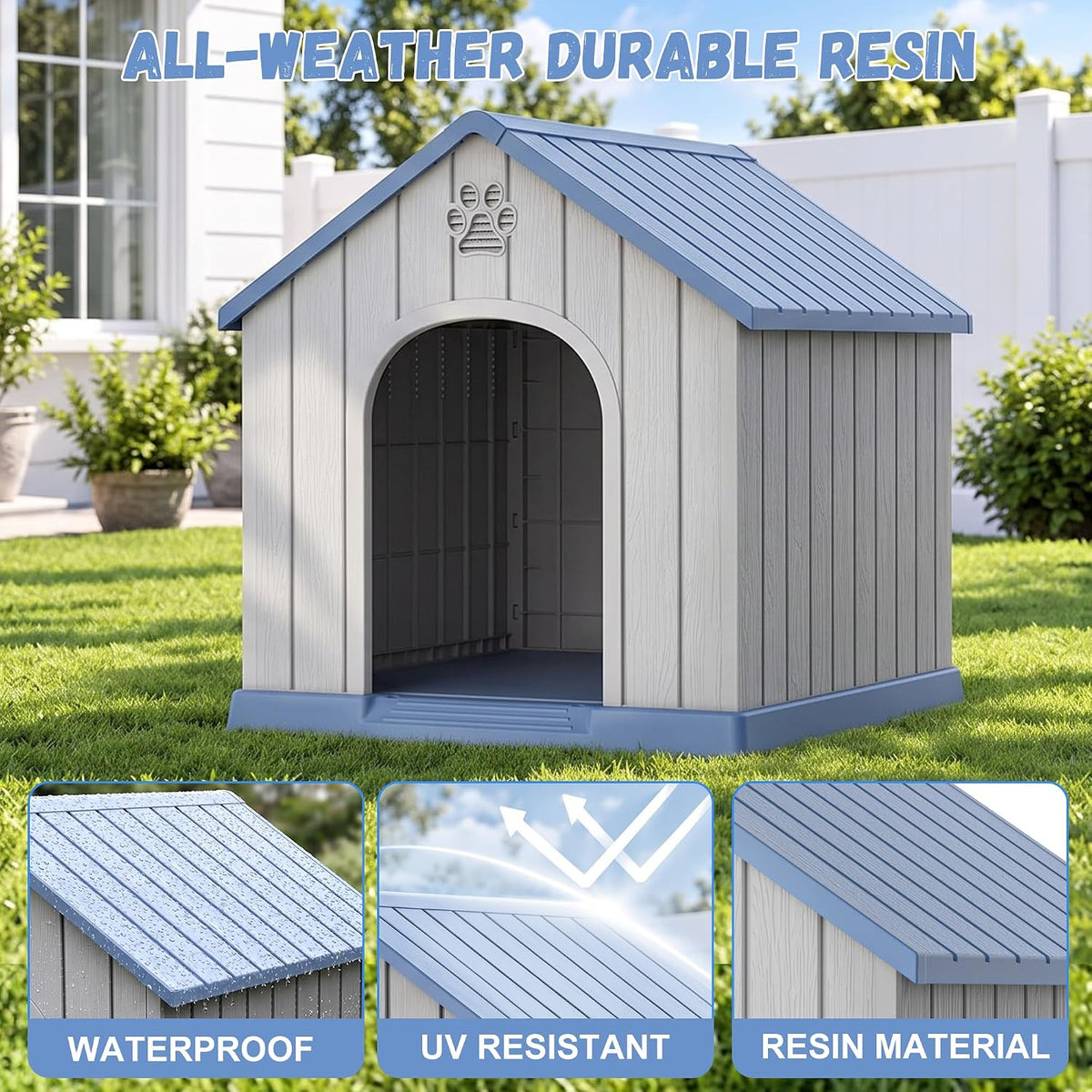 drato 26" small dog house outdoor weatherproof indoor, side view