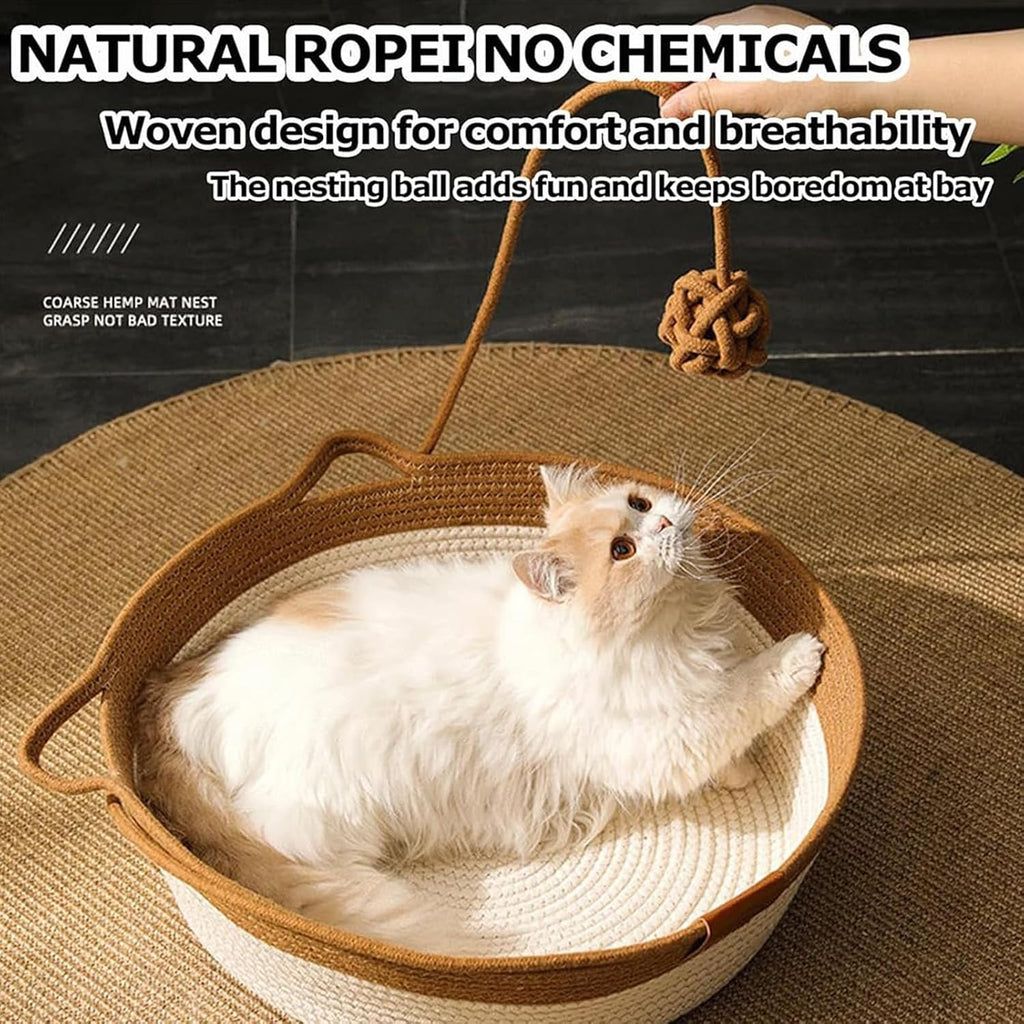 instinct basket, stimuli handwoven cat basket for cats, close-up detail