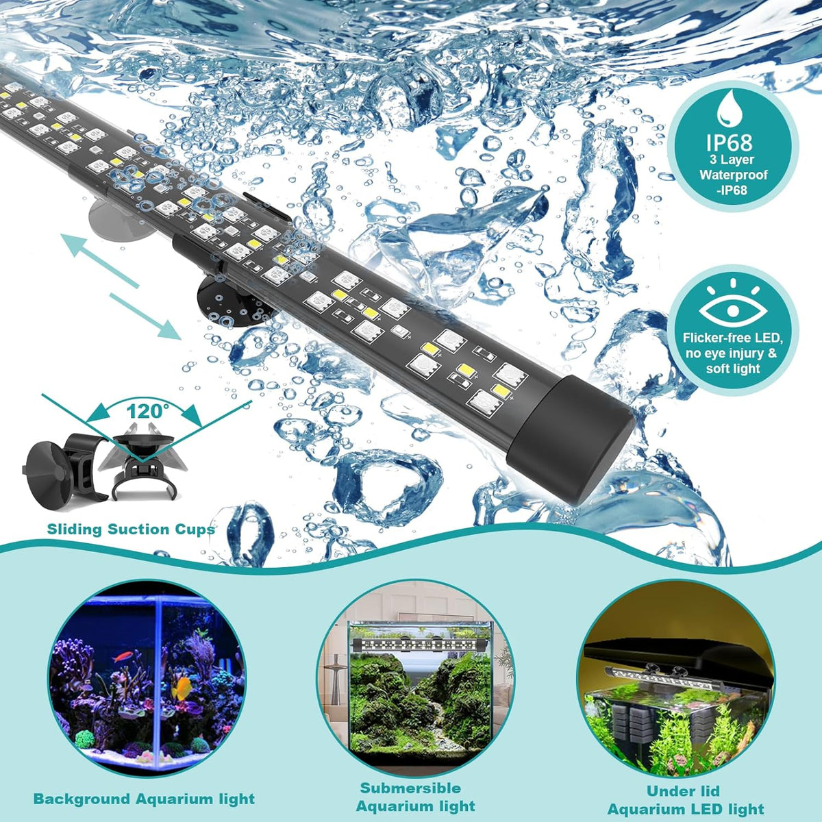 seaoura 24/7 submersible led aquarium light for plants, package contents