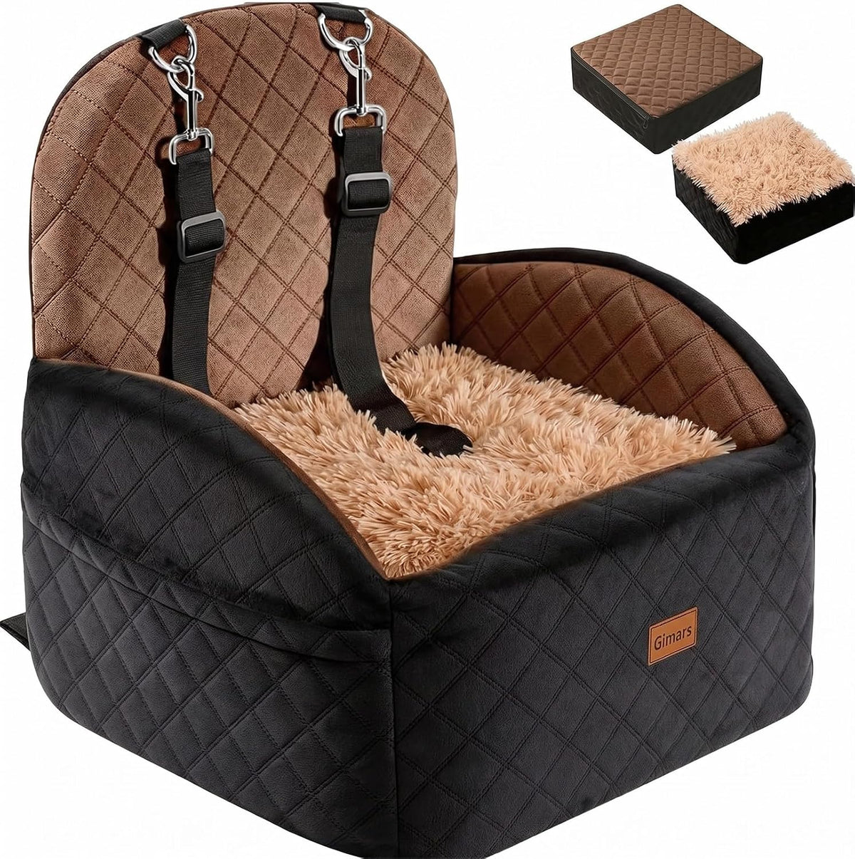 gimars reversible dog car seat with long&short plush, main product view