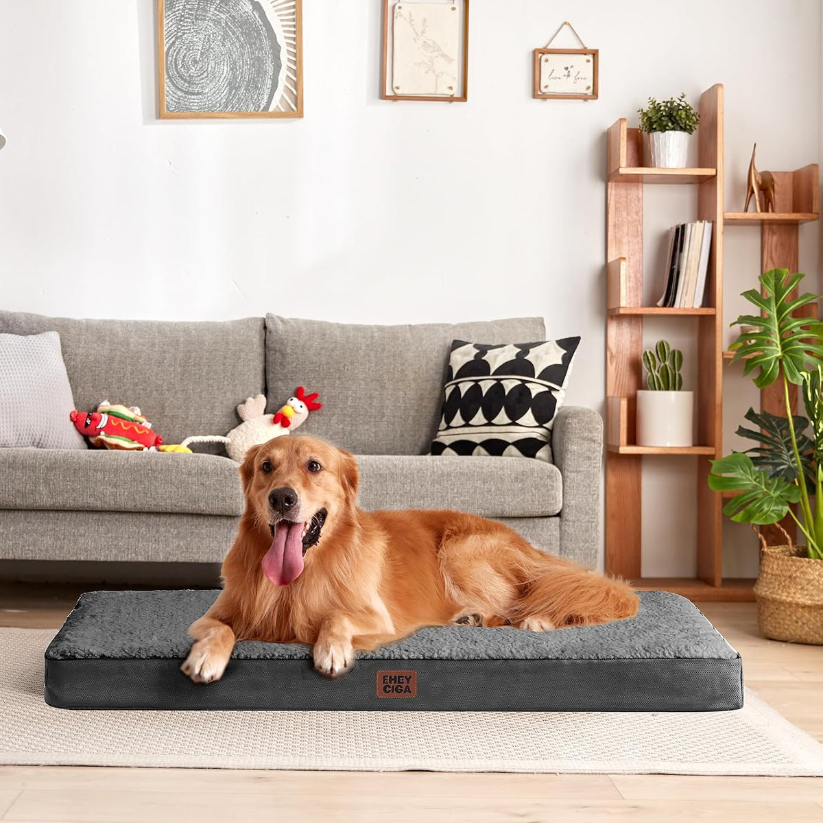 eheyciga orthopedic dog bed large with removable washable on a desk or shelf