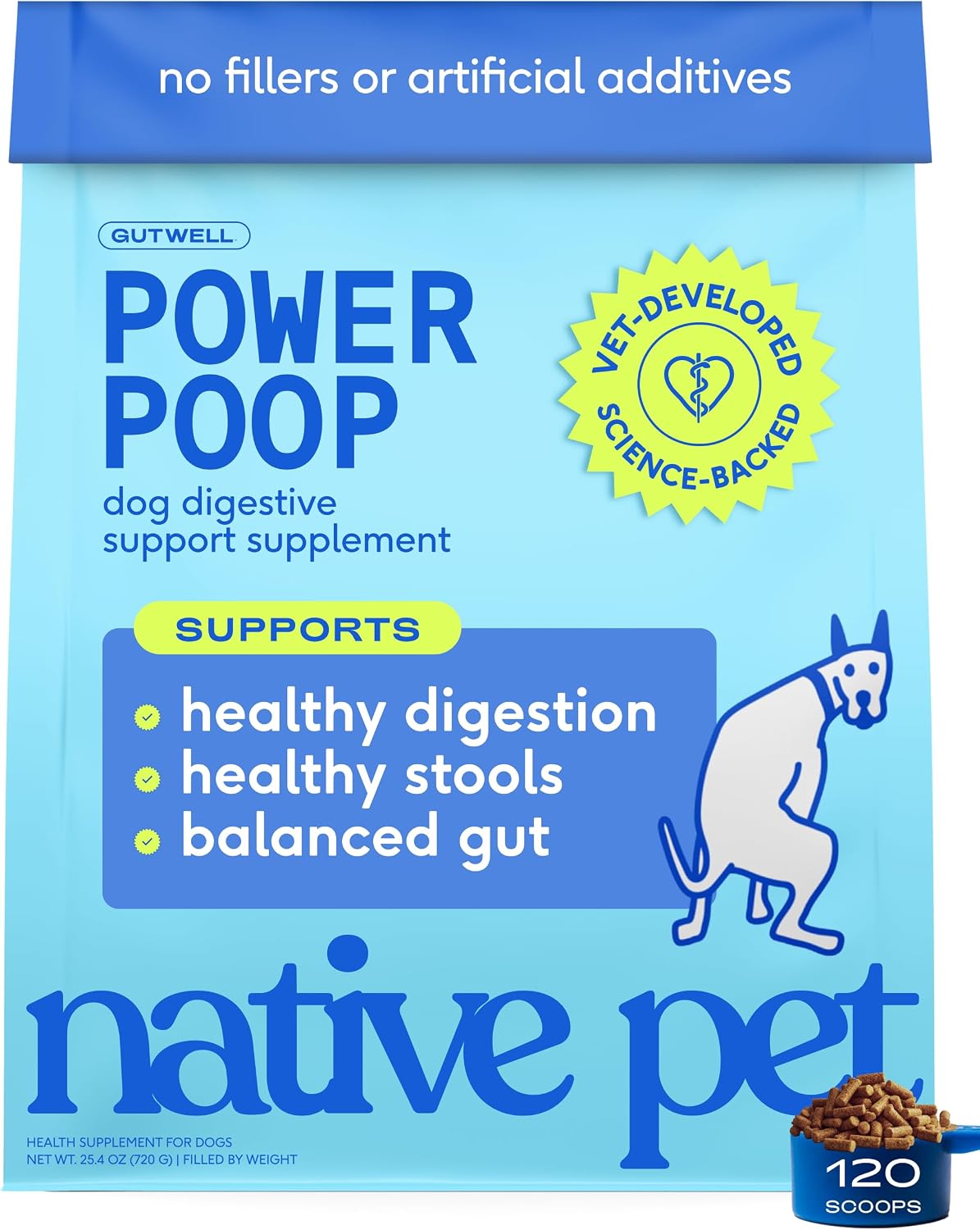 native pet gutwell power poop - digestive support, main product view