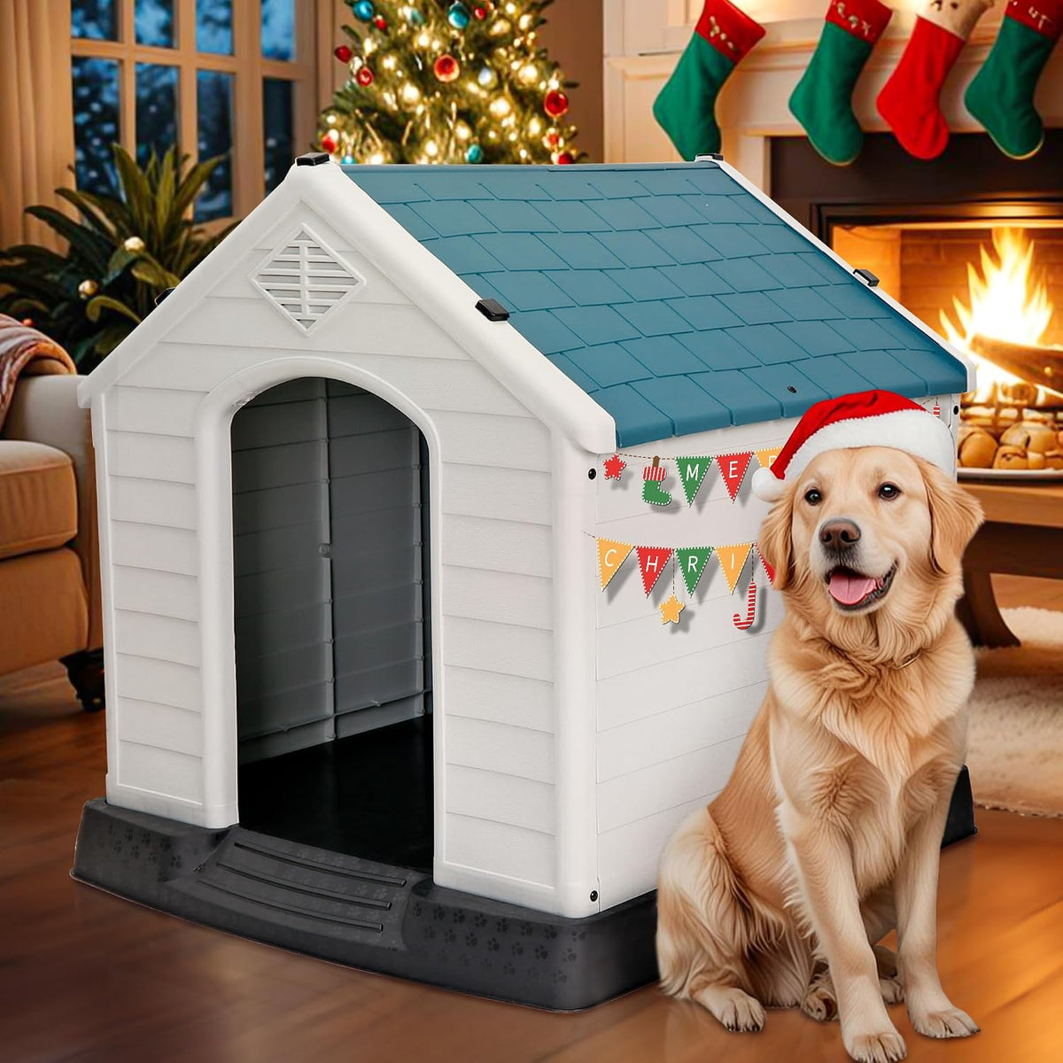 large plastic dog house indoor outdoor durable ventilate, main product view