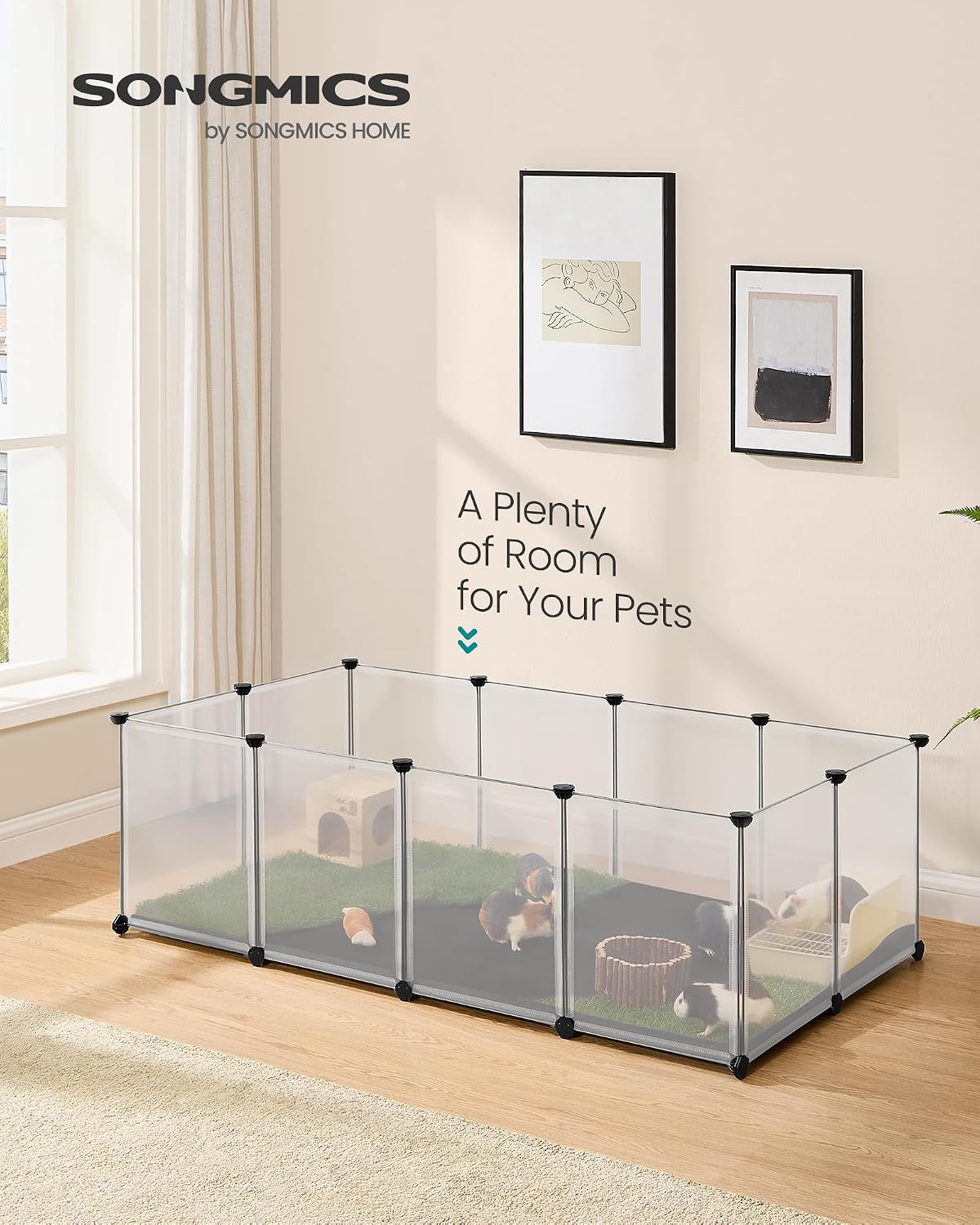 songmics guinea pig playpen, 20 panels small animal shown in use