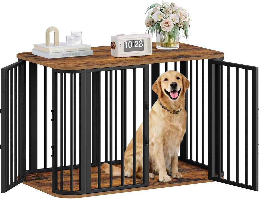 hzuaneri 39.4 in l dog crate furniture, wooden, main product view