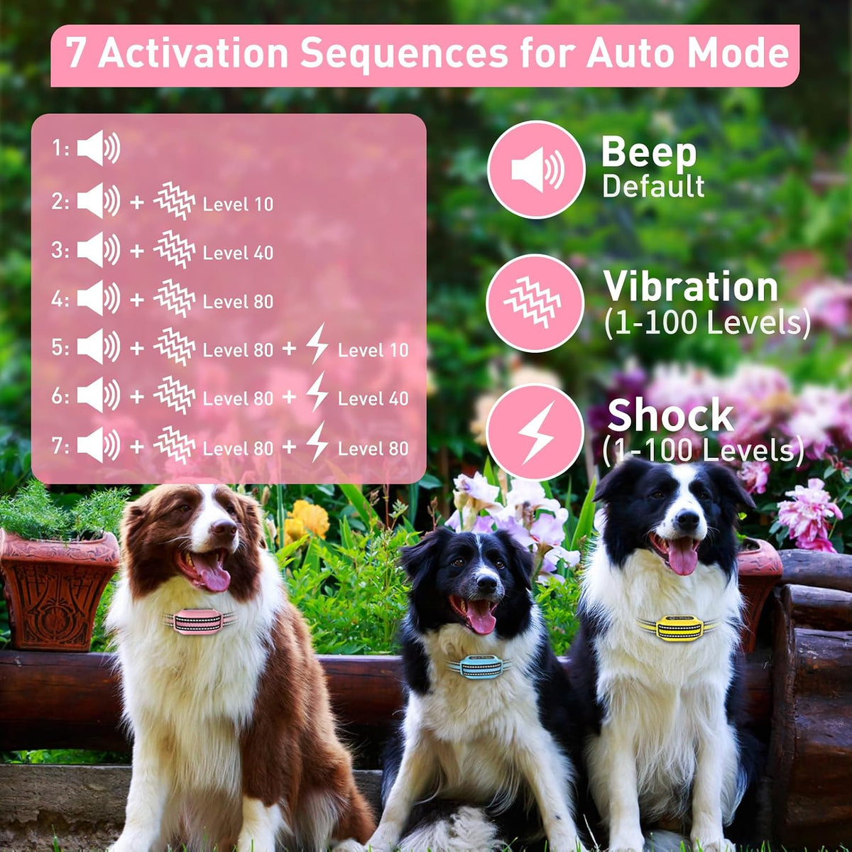 petjoy dog bark collar with remote, shock collar showing dimensions