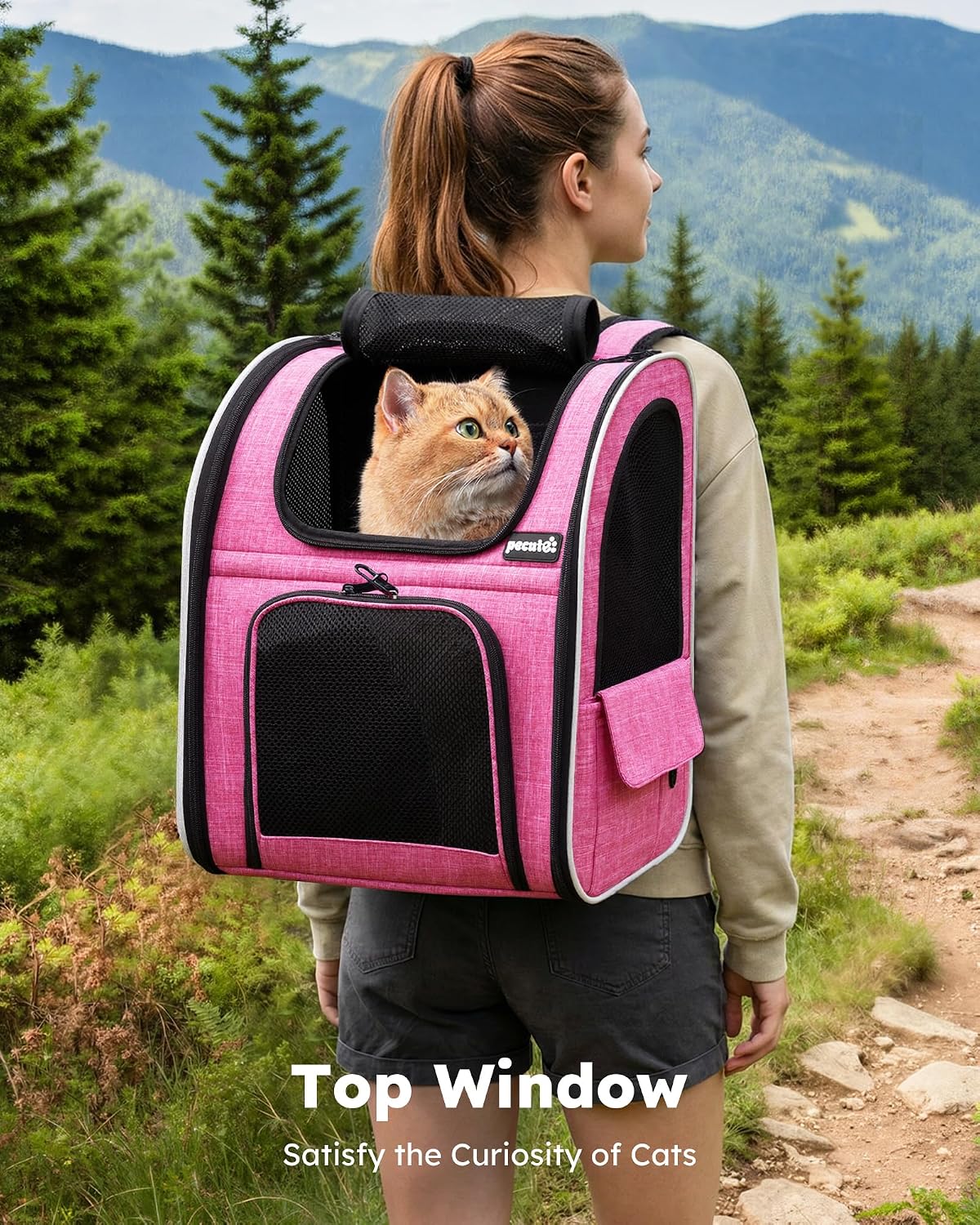 pecute cat backpack extendable, cat carrier backpack with, close-up detail