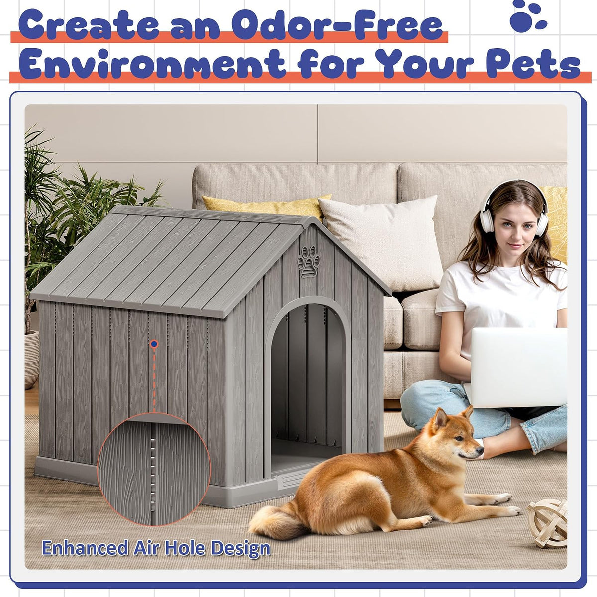 bifanuo outdoor indoor dog house for small & showing dimensions