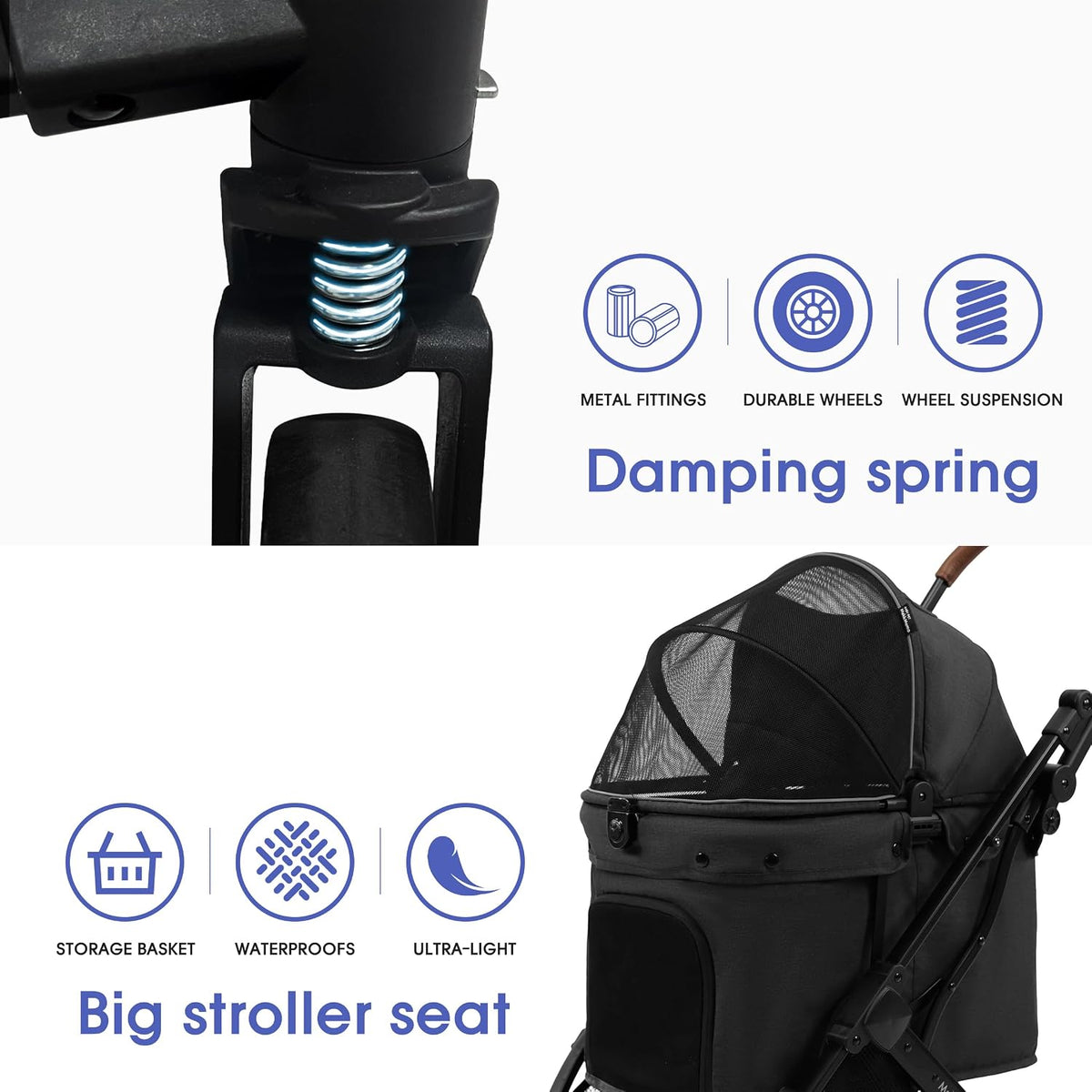pet stroller for small medium dogs cats, dog, package contents