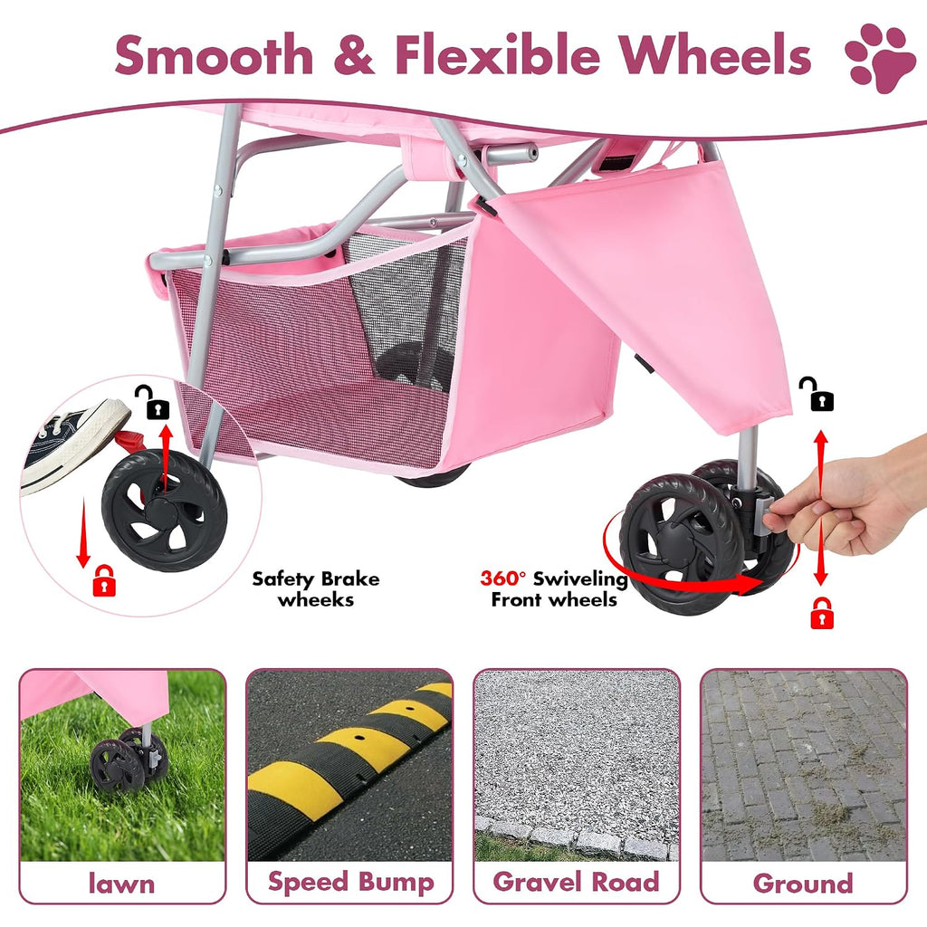 dumos 3 wheels pet stroller for small dogs, package contents