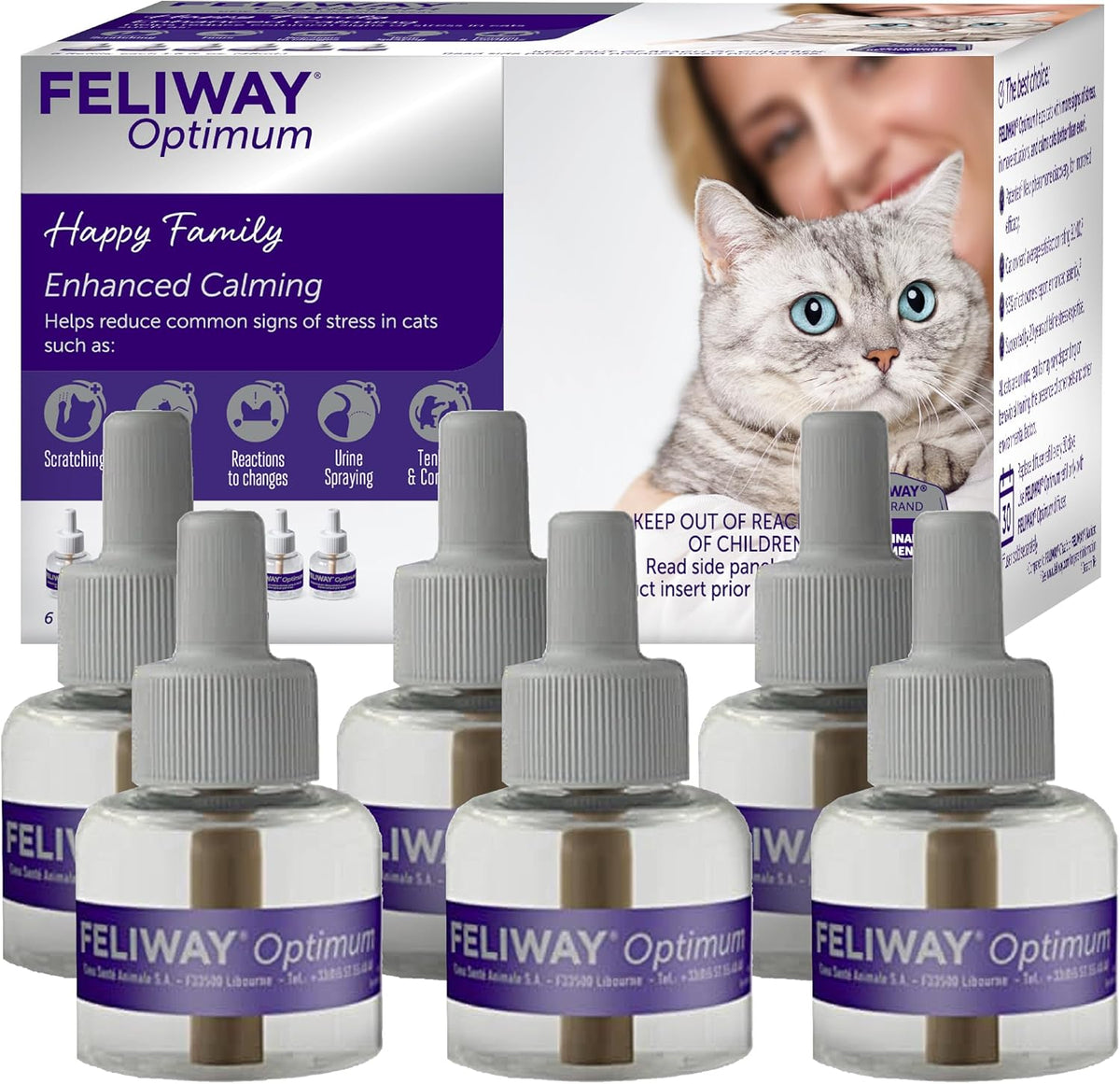feliway optimum cat calming pheromone diffuser refill, main product view