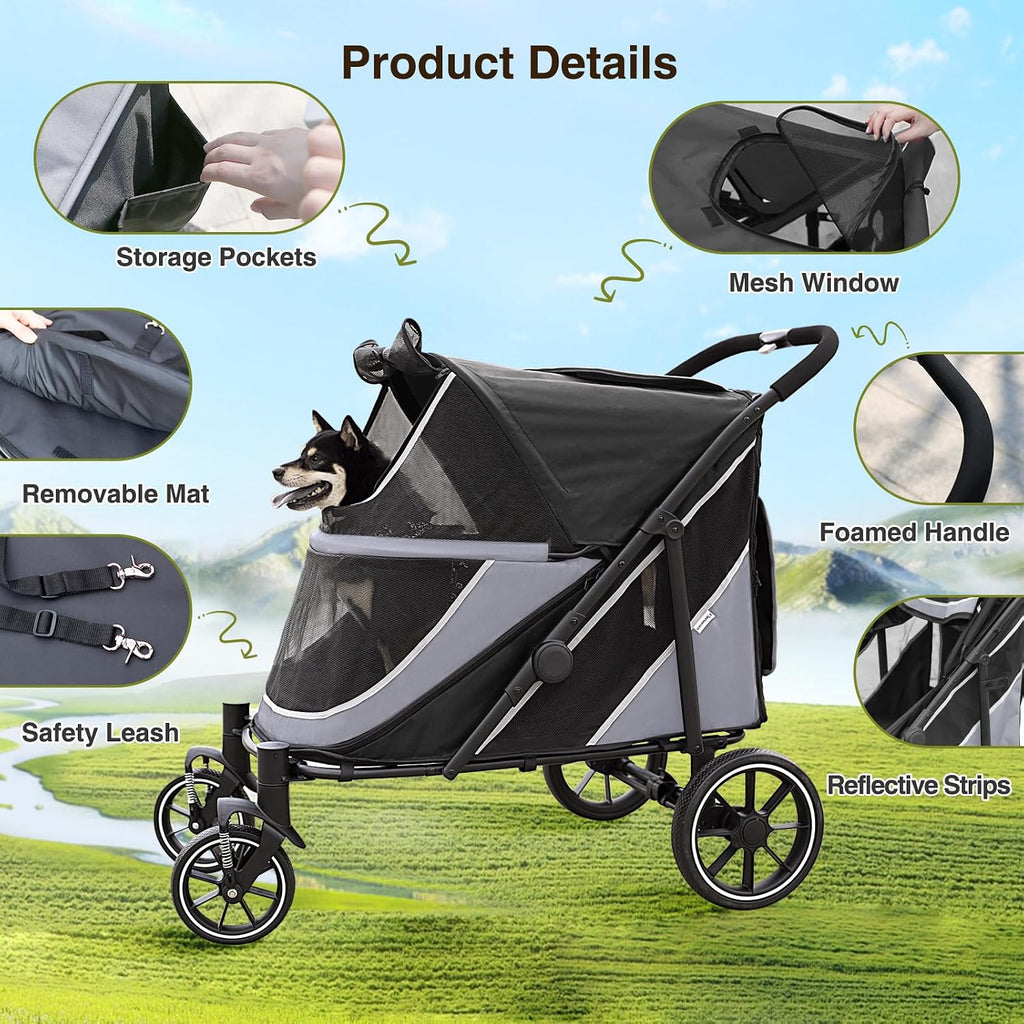 dog stroller for medium/large dogs one-click folding, extra on a desk or shelf